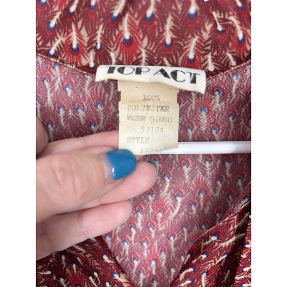 Vintage Top Act Y2K Boho Midi Dress Made USA Border Print Peasant Flower Child - Picture 4 of 16